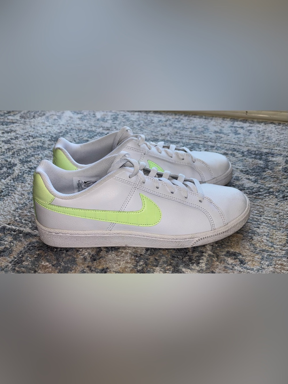 Nike White Sneakers with Neon Lime Swoosh